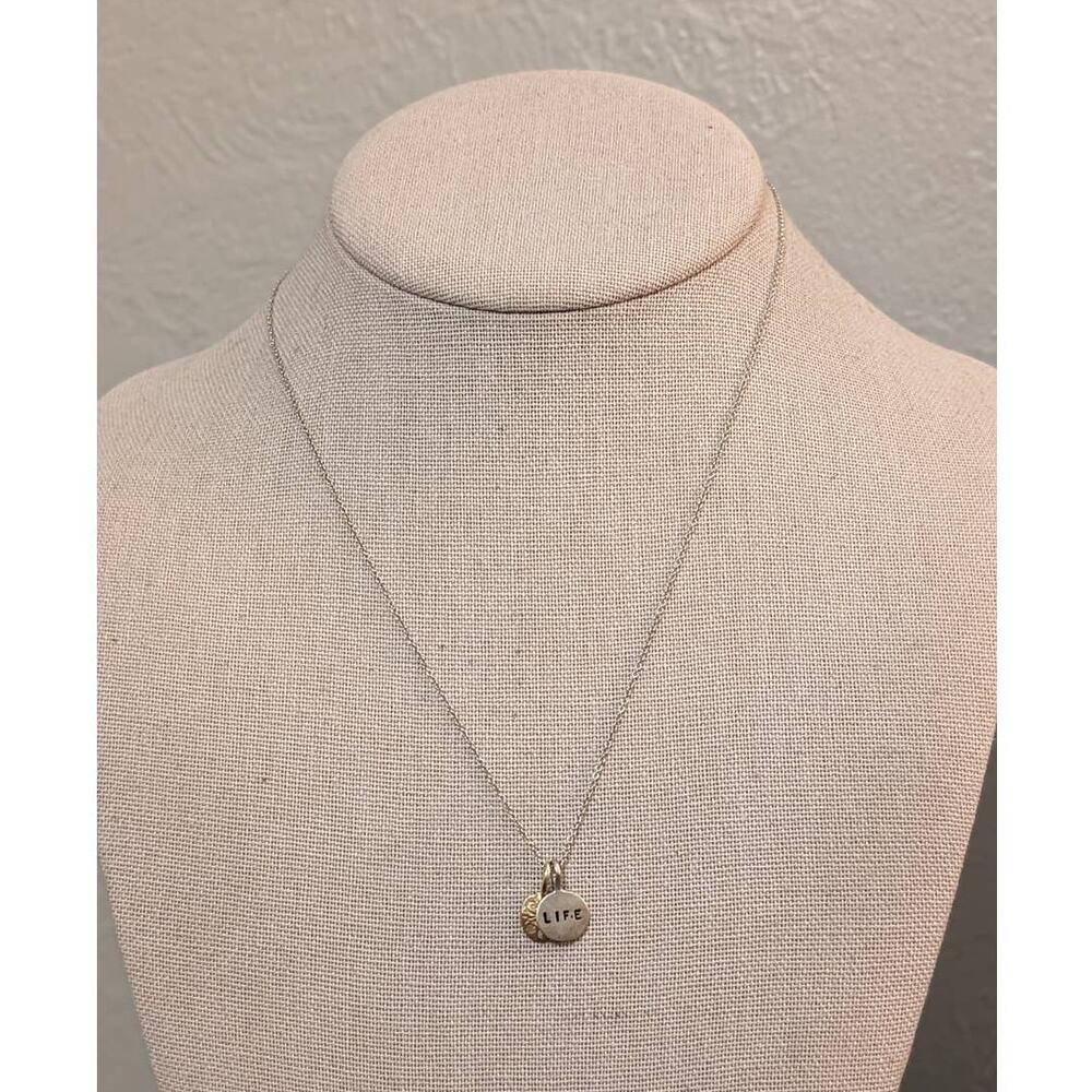 Sterling Life and Tree of Life Charm Necklace on Sterling 16-18" Chain